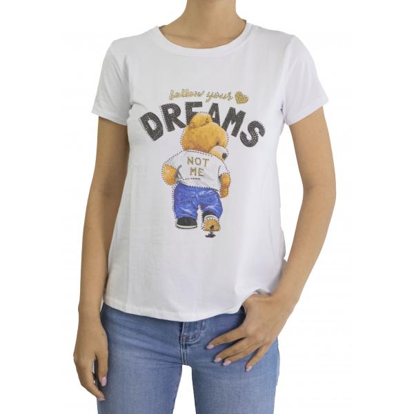t shirt con orsacchiotto "follow your dreams" 